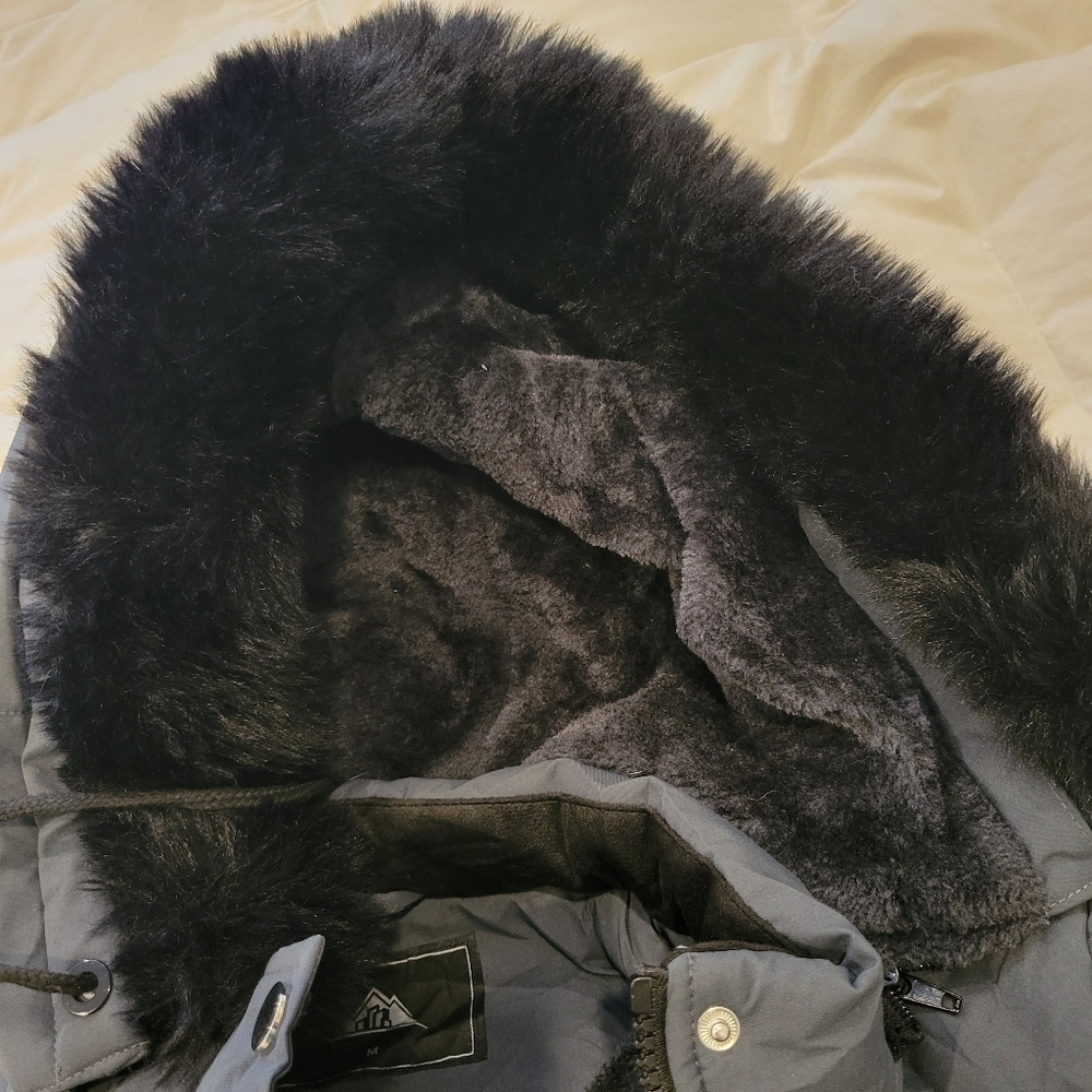 Puffer Coat Amazom Brand Hood Fur Trim Warm Cozy Med - Picture 11 of 14
